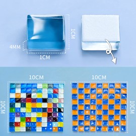 YouYuer Mosaic Stones for Crafts, 500 g Mosaic Tiles Colourful Glass Mosaic Tiles Glass Mosaic Stones Square Stained Glass Pieces Glass Mosaic Glass Tiles for Crafts Decoration (1 x 1 cm)