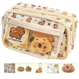DOOCECIY Capybara Pencil Case, Cute 9-Layer Large Capacity Capybara Stationery Pencil Pouch with Compartments