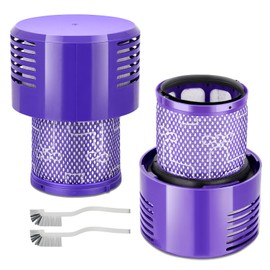 ACCTDLF Filters Replacement for Dyson V10 Cyclone Series,Cyclone,Absolute,Cyclone,Total Clean,Cyclone, Animal, Motorhead,SV12,Replaces Part #969082-01(2 Pack Filters + 2 Pack brush)