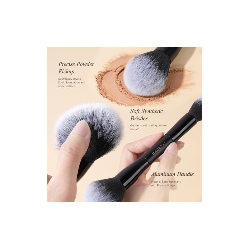 Magefy Brochas Maquillaje Profesional Pcs Doble Punta Kit Aluminio Esponjas