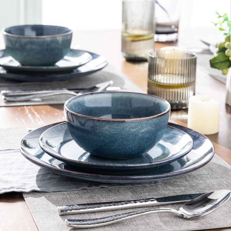 AmorArc Ceramic Dinnerware Sets for 4, 12 Pieces Handpainted Plates