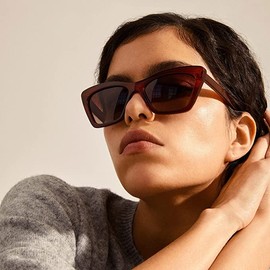 PILGRIM, Dakota Square Cat Eye Sunglasses, Polarised Women's Sunglasses with UV400 Protection, brown