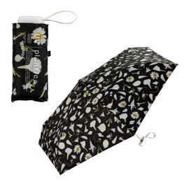 [2025] Wpc. Parasol [plantica × Wpc.] Flower Print Tiny, Black x Off, 100% Light Shading / 100% UV Protection, UPF50+/Thermal Insulation, Rain or Rain, Folding Umbrella, Lightweight, For Work or