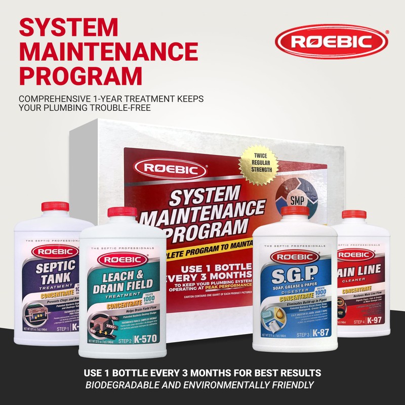 Roebic SMP-1000-PAK-1 Complete Septic System Maintenance Kit: 4 Quarts, Pack