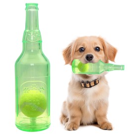 2025 Upgraded Water Bottle Dog Toy for Interactive Play Built-in Ball Squeaky Dog Toy, Great for Puppies and Small Dogs Durable Dog Squeaky Toy, Fun Chew Toy for Dogs Promote Healthy Playtime (Green)