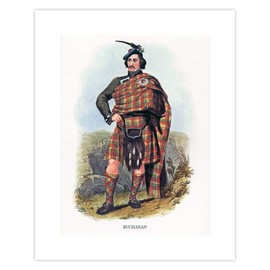 | Buchanan Kilt Print - Vintage Scottish Decor, Last Name Art, Clan Buchanan Tartan, Rustic Mens Wall Art, Surname Scotland Art (8x10 Inch Print - Unframed)