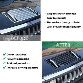 PIUGILH ABS Front Hood Deck Vent Panel Grille Hood Trim Cover Kit for Hummer H2 2003-2009 Accessories, Hood Top Handle Trim Cover Kit (Black)