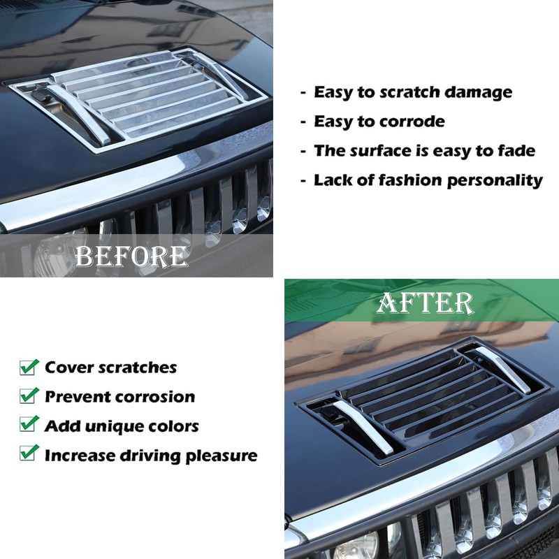 PIUGILH ABS Front Hood Deck Vent Panel Grille Hood Trim
