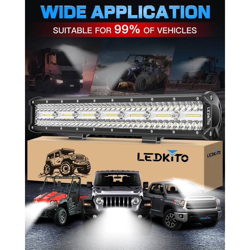 LEDKITO 20 Inch LED Light Bar Kit with 5 Pin