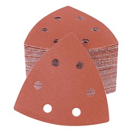 PMIQSA 100 pieces 150 grit delta sandpaper triangular sander 93 x 93 x 93 mm sanding sheets Velcro sanding triangles for wood metal