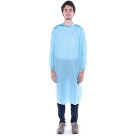 Disposable Isolation Gown | Blue | Breathable Material | Unisex | Non-Restrictive | One Size Fits Most (10)