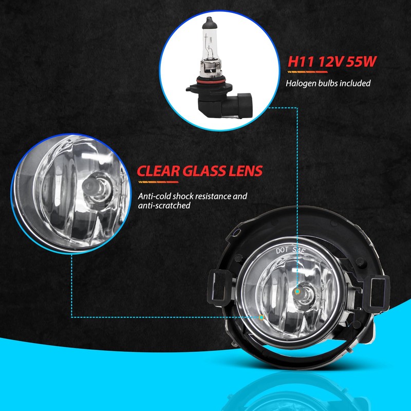 SPIEGEER Fog Lights Assembly for 2005 2006 2007 2008 2009