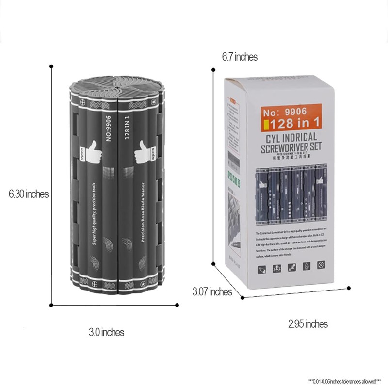 Precision Screwdriver Set Cylinder Organizing Case 128pcs in 1 Case