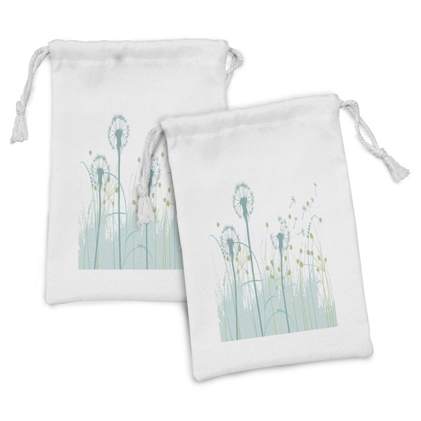 Ambesonne Spring Fabric Pouch Set of 2, Silhouette Dandelion Floral