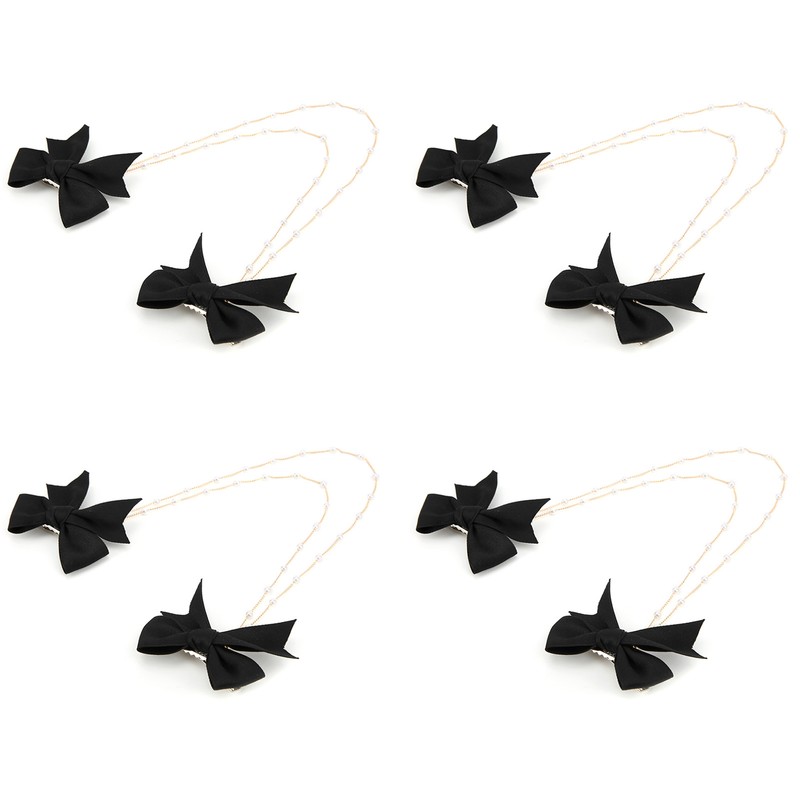 4Pcs Bow Hairpins Metal Snaps Barrettes Hair Clips Accessories with