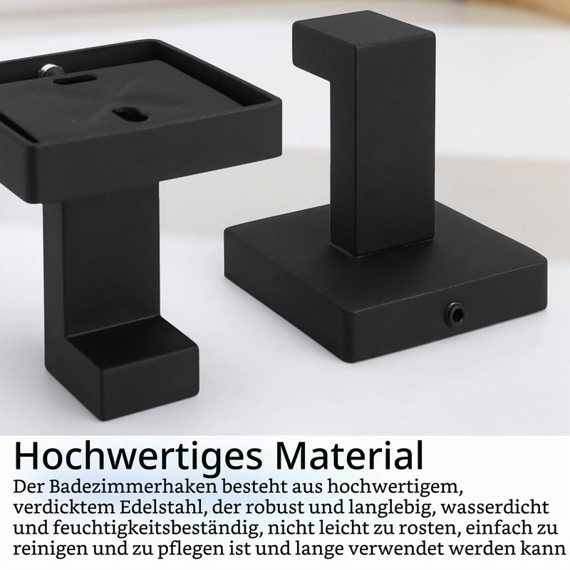 HERKINDNESS Pack of 2 Towel Holder Black with Drilling Stainless