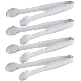 HINMAY Mini Tongs 5-3/4 Inch Stainless Steel Small Serving Tongs, Tiny Kitchen Tong for Appetizers, Tea Party, Coffee Bar, Desserts, Set of 4
