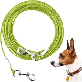 Mi Metty Tie-Out Leads for Dogs, 15 m Chew-proof Dog Leads, Tie Out Cables Yard Lead for Medium to Large Dogs (Green, 50 ft-15 m)