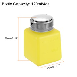 HARFINGTON Solvent Alcohol Dispenser 120ml(4oz) Nail Polish Remover Push Down Liquid Dispenser Pump Bottle with Stainless Steel Press Head for Acetone Cleanser Polish Remover, Yellow