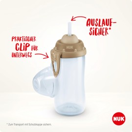 NUK First Choice+ Flexi Cup Trinklernflasche | ab 12 Monaten | auslaufsicher mit Trinkhalm | Clip und Schutzkappe | BPA-frei | 300 ml | Feuerwehrauto (blau)