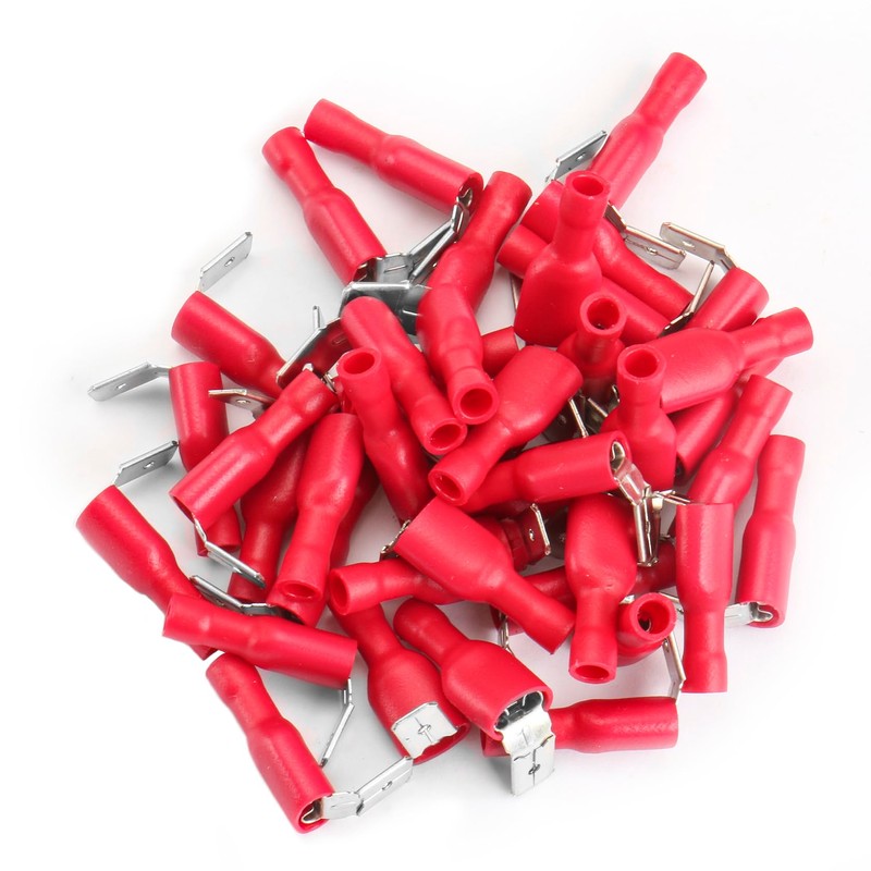Heschen Piggyback Spade Crimp Terminal Connector 0.5-1.5mm², 22-16 AWG, Red,