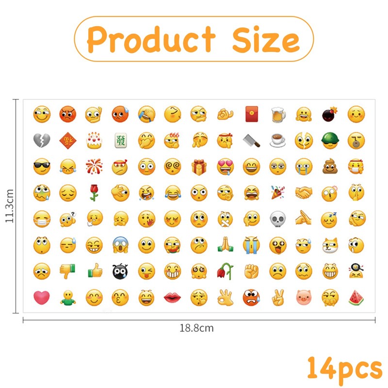 Thoquene 14 Sheets Smiley Emoji Stickers for Kids Notebook Decoration