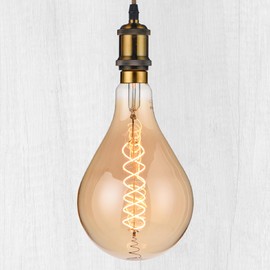 WHFIALUX Oversized Decorative LED Light Bulbs, Giant Vintage Edison Light Bulb, A52(A160) Huge A Type Bulbs, Amber Glass 2200K Warm White, 8W Dimmable 450LM(60W eq.), E26 Base
