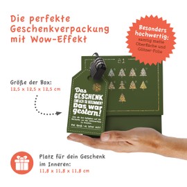 SURPRISA Christmas Gift Box - Glitter Design in Green with XMAS Print, Size S (12 cm)