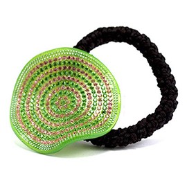 Ponytail Holders for Women Faux Rhinestone Large Round Circle Hair Ponytail Holders Decorative, Green