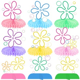 12pcs Jellyfish Flowers Honeycomb Centerpieces Yellow Cartoon Party Decorations Under The Sea Party Decorations for Table Cartoon Ocean Theme Centerpieces for Kids Baby Shower Birthday Party Supplies