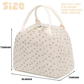 Bluboon Lunch Bag for Women Men Cute Corduroy Lunch Tote Bags Reusable Insulated Lunch Box Large Capacity Reusable Insulated Cooler for Work Picnic or Trave