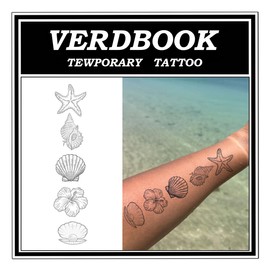 VERDBOOK Waterproof Temporary Tattoos: 2-Sheet Tattoo Kit with Realistic Body Stickers, Semi-Permanent Tattoos for Adults Lasting 7-15 Days – Safe for Men & Women, Ocean Treasures
