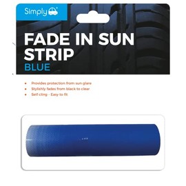 Simply FAD02 Car Windscreen Fade Strip, Provides Protection From Sun Glare, Self Cling Easily Fit & Remove Blue