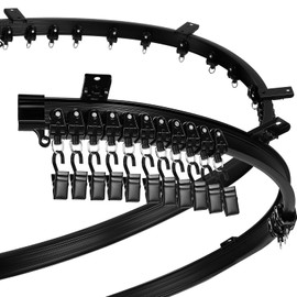 Jetec Curved Ceiling Curtain Track 10 m/ 32.8 ft Bendable Mount for Curtain Rail Bunk Bed Bay Window Room Divider Flexible Straight (Black)