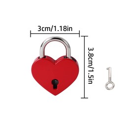 HAIKING Mini Lock with Keys, 2 Pcs Vintage Small Metal Heart Shaped Padlock for Diary Book, Jewelry Storage Box (Red)