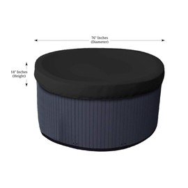 Covers & all Round Hot Tub Cover, 12 Oz Waterproof UV & Weather Resistant Outdoor Spa Jacuzzi Bath tub Protector with Elastic (76" Diameter x 14" H, Black)