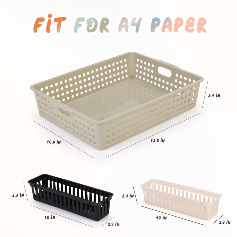 Carperipher 10 Pack Plastic Storage Baskets,Turn-in Paper Trays Classroom with