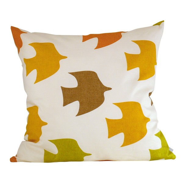 Quarter Report Cushion Cover, Pigeon Yellow, Approx. 23.6 x 23.6 inches (60 x 60 cm), 100% Cotton, Birds Pattern, Zipper, Made in Japan
