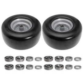 13x6.5-6 Lawn Mower Tires, Flat Free Tire Wheel with 3/4", 1/2", 5/8" Bearing for Zero Turn Lawn Mower, for John Deere, for Cub Cadet Riding Mowers, 2 Pack