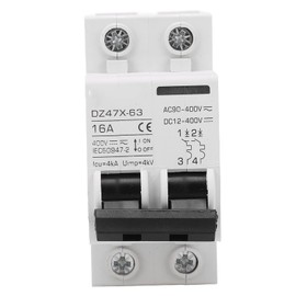 16A Circuit Breaker AC DC 2-in-1 400V 2P Miniature Circuit Breaker DIN Rail Mounting Isolator C16 Overload Protection Air Switch Combination Switch for Home Lighting Solar PV System