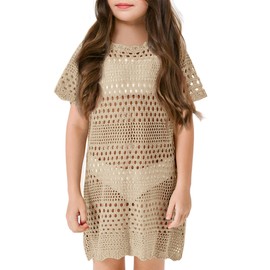 Amarmia Girls Swim Cover Up Crochet Bathing Suit Cover Ups Short Sleeve Summer Beach Dress