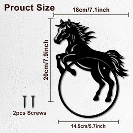 MAYJOYDIY Horse Metal Towel Ring Country Style Horse Towel Holder Horse Animal Towel Ring Black Plant Towel Rack Wall Mounted for Bathroom Kitchen Towel Hanger Home Decors Gift