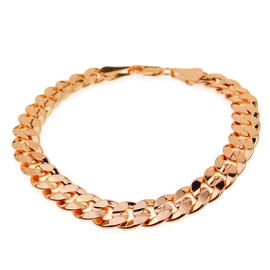Curb Bracelet 14k Rose Gold Plated 9" x 9MM Wide Miami Cuban Link Hip Hop Mens Size 9 inch