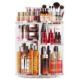 Auxmir Auxmir Makeup Organsier, 9 Adjustable Layers Cosmetic Organiser with 360 Degree Rotating, Large Capacity Revolving Makeup Storage on Stand Spinning in Vanity Table, Bedroom, Bathroom