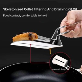 QANYEGN Double Sided Spatula, 3-in-1 Steak Cooking Clip, Stainless Steel Steak Flipping Clip for Steaks Bread Hamburger BBQ Frying Pancake Pies Pizza