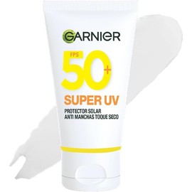 Garnier Super UV Toque Seco FPS 50+ Protector Solar Facial Control de Brillo, para Todo Tipo de Piel, Antimanchas con Textura Ligera y Efecto Mate con Vitamina C Antioxidante, 40 ml