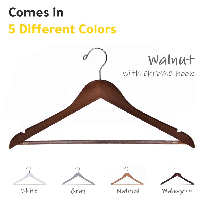 Quality Wooden Hangers - Slightly Curved Hanger 10 Pack Sets