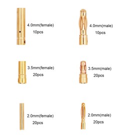 Treehobby 100PCS 2mm 3.5mm 4mm Male Female Gold Banana Plug Bullet Connector for RC Battery ESC Motor Wire Plug