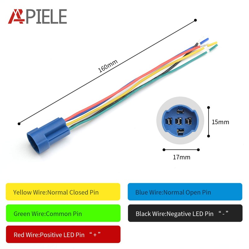 APIELE 16 mm Momentary Horn Button Push Switch 12 V