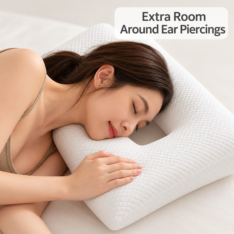 Ear Hole Pillow for Side Sleepers – Rectangular Ear Piercing